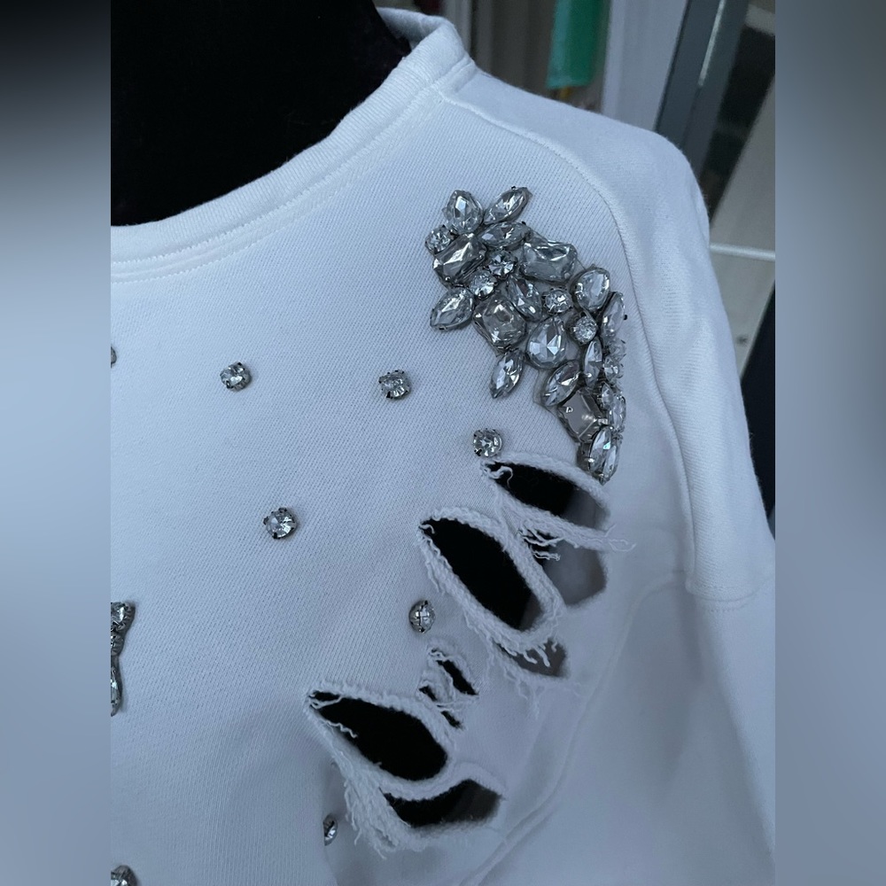 NWOT Rhinestone distressed sweater - Picture 3 of 6